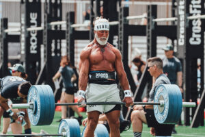Invictus Masters athlete, Kevin Koester, deadlifting at the 2023 CrossFit Games.
