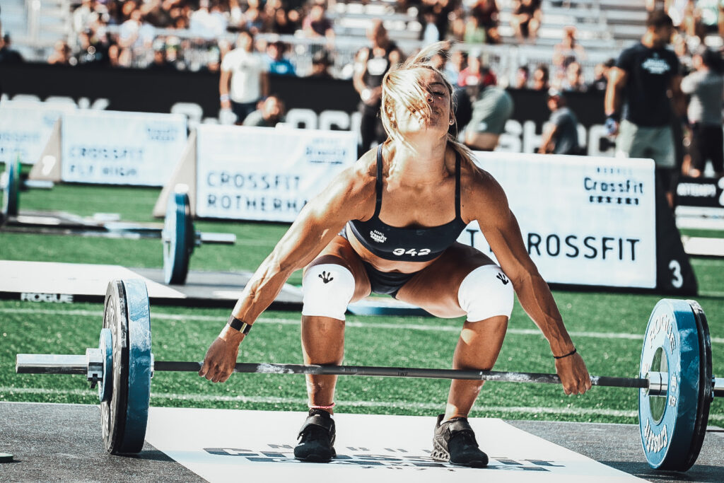 Invictus team athlete about to snatch at the CrossFit Games.