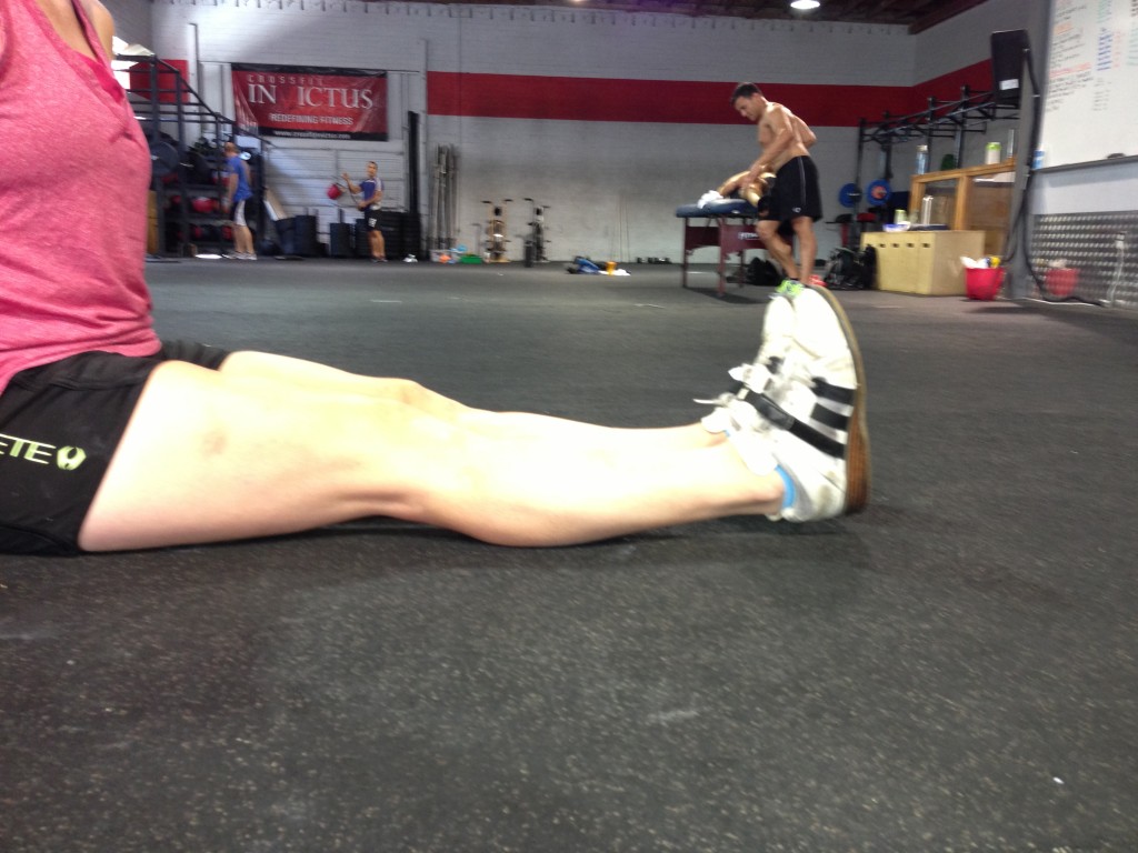 An example of Terminal Knee - the heels are off the ground.